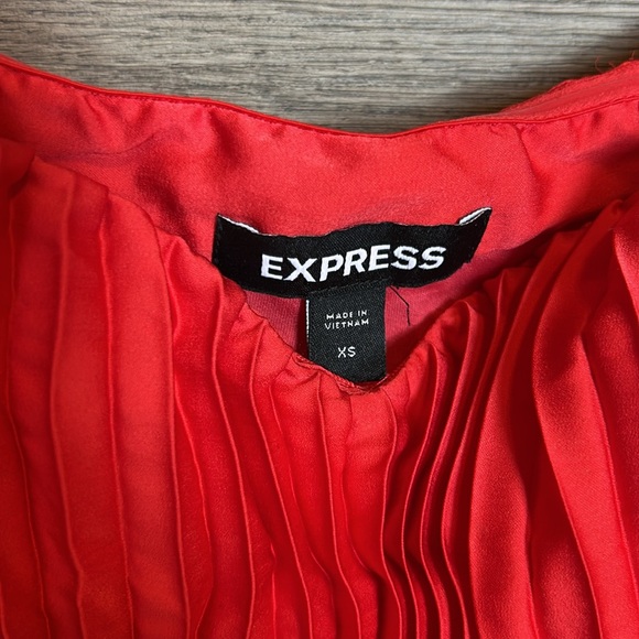 Express | Red Pleated Off-Shoulder Mini Dress | XS - Picture 8 of 9